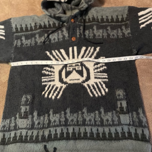 Ruminahui 80’s Wool Hooded Black/Grey/White Jacket XL Unisex - Picture 6 of 10